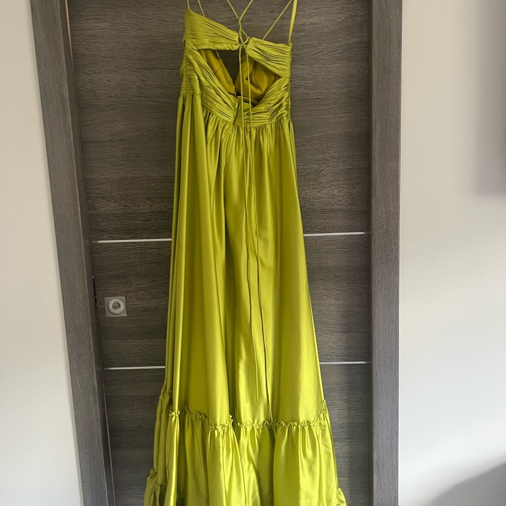 COPY - Elegant Lime Green Strapless Dress - Picture 4 of 5